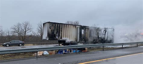 Tractor trailer fire closes Thruway at Exit 23